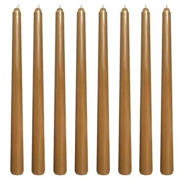 Imagem de Conjunto de 8 velas cônicas marrons de 25,4 cm, castiçais sem cheiro de 25 cm para decoração de casa, queima de 6 a 7 horas