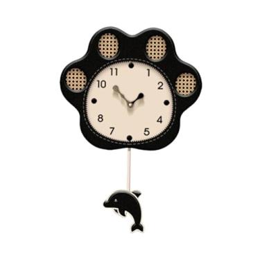 Imagem de WeiLaiKeQi Relógio de parede com ornamento de pêndulo criativo, fofo, estilo retrô, decoração para quarto, inauguração de casa, restaurante, aniversário, Preto