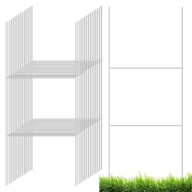 Imagem de Voittozege Pacote com 30 estacas em H de metal galvanizado para serviço pesado - Estacas de sinalização de quintal de 42 x 18 cm para placas onduladas de 4 mm/5 mm - imóveis, venda de garagem, estacas