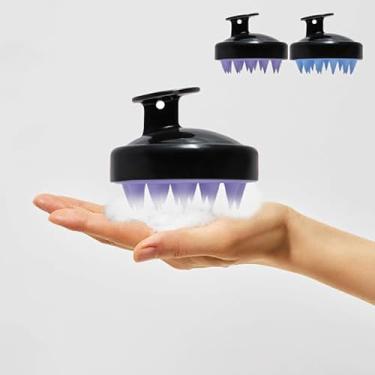 Imagem de 2 peças de xampu massageador de couro cabeludo, esfregão de couro cabeludo com cerdas de silicone macio para crescimento do cabelo, escova de cabelo para esfoliante de couro cabeludo, massageadores