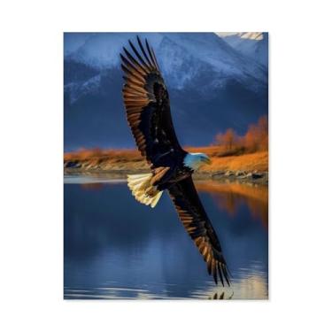 Imagem de HouLaiZhe Pôster animal águia voando lona parede estética pôsteres decoração de quarto pintura de parede galeria sala decoração de parede para quarto sala de estar escritório 20 x 26 polegadas (50 x
