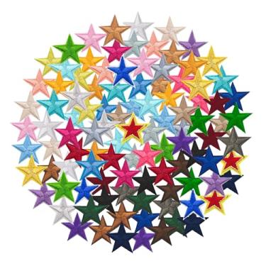 Imagem de Puideon 102 peças Star Iron on Patch, apliques bordados com estrelas costurados em roupas, chapéus, jaquetas, mochilas