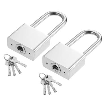 Imagem de PATIKIL Trava resistente de 40 mm, 2 peças de cadeado de alta segurança de aço de liga com 8 chaves para janela de porta de armazenamento de contêiner de transporte de armazém (H: 85 mm