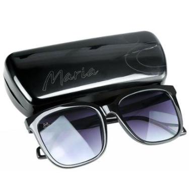 Imagem de oculos sol feminino vintage proteção uv + case preto moda qualidade premium original es...