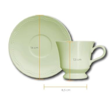 Imagem de Conjunto Xícaras para Chá Porcelana 6 Peças 190 Ml Verde Cottage Germer