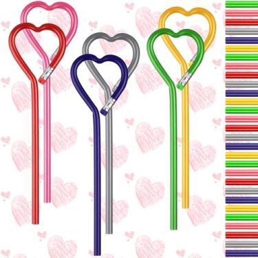 Imagem de Fainne Lápis de dia dos namorados, 28 unidades, formato de coração, cores sortidas, lápis de madeira para crianças, presente de dia dos namorados, sala de aula, prêmios de carnaval (cor clássica)