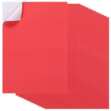 Imagem de PATIKIL 20 peças de papel adesivo de folha completa, etiquetas de envio A4, papel adesivo colorido fosco para impressão de impressora a laser a jato de tinta, vermelho