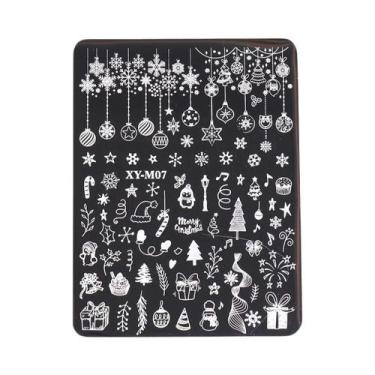 Imagem de Placas De Estampagem De Unhas De Natal Com Flocos De Neve, Estêncil De