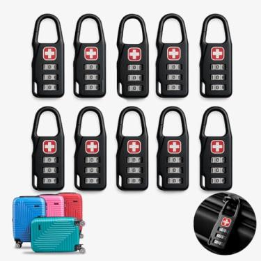 Imagem de Kit 10 Cadeados Senha Segredo Bolsa Mochila Mala De Viagem