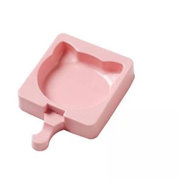 Imagem de Molde de silicone para picolé em formato de rosto de gato com 20 palitos reutilizáveis, máquina de sorvete, rosa