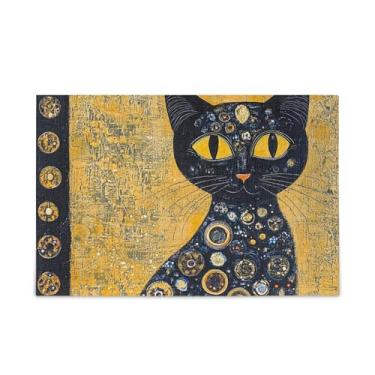 Imagem de Quebra-cabeça de gato preto amarelo de madeira e papel combinados para adultos com 1000 peças