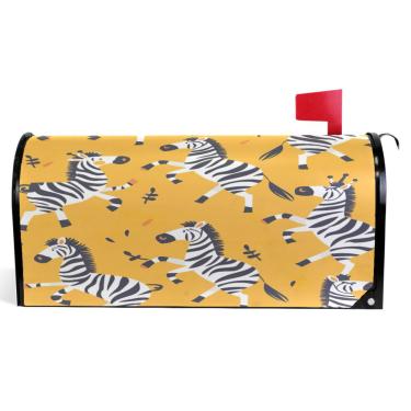 Imagem de TSENQUE Capas decorativas para caixa de correio magnética, outono, caixa de correio, vinil, à prova de intempéries, decoração de caixa de correio, estampa de zebra amarela engraçada, tamanho padrão
