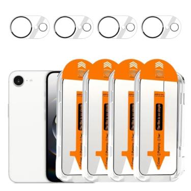 Imagem de Pacote com 4 protetores de tela de vidro temperado para iPhone 16e com 4 protetores de lente de câmera, dureza 9H, sem bolhas, compatível com capas