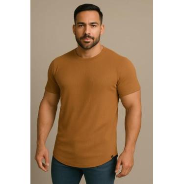 Imagem de Camiseta LONGLINE Casual Masculina Slim Algodão Canelado Âncora - J SI