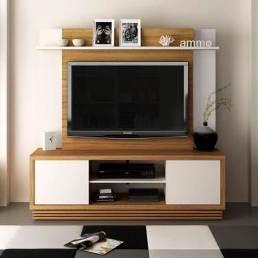 Imagem de Estante Rack para Sala Painel TV até 55" 180x177,7cm Natural Off White