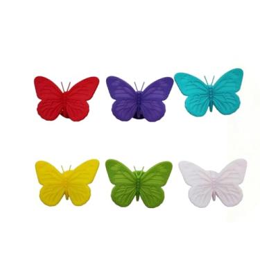 Imagem de 6 peças de marcadores de taça de vinho borboleta pingentes de vinho de silicone para pingente de bebida de vidro para bar festa de aniversário, one size, Silicone, Sem Pedra Preciosa