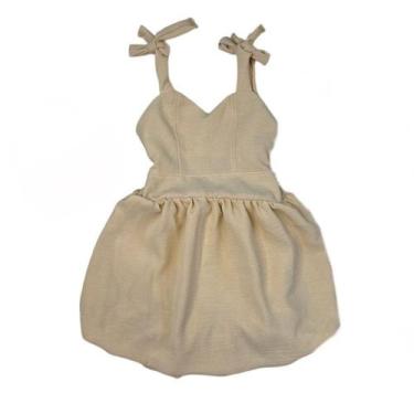 Imagem de Vestido Balonê Infanto Juvenil Look De Menina Fashion Kids, Bege, 452,