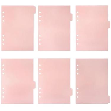 Imagem de safycaby 6 peças de divisórias A5 para fichário A5 com 6 anéis, divisórias para fichários de 6 anéis, calendários, páginas de caderno (rosa)