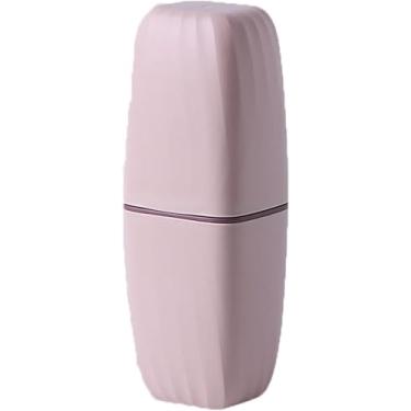 Imagem de pcagfaajmh Estojo de viagem para escova de dentes portátil para pasta de dentes caixa de copo caixa de copo suporte organizador de acampamento de viagem ao ar livre acessórios de banheiro (rosa)
