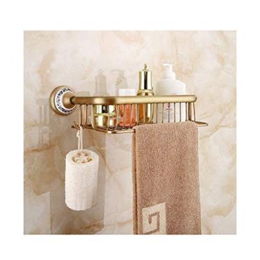 Imagem de CGKs6anmU Prateleira de banheiro acessório de banheiro prateleira de parede de banheiro prateleira de banheiro toalheiro de cobre estilo europeu 35 cm 50 cm 0820 (tamanho: 35 cm) (35 cm)
