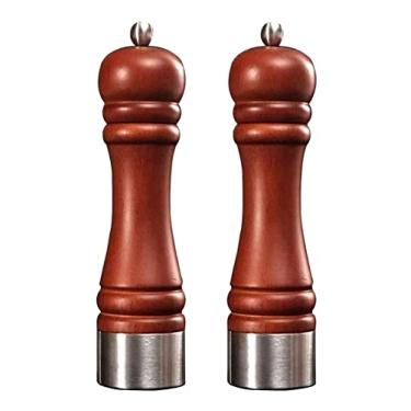 Imagem de 5sssallefaa Moedor de pimenta, conjunto de moedores de sal e pimenta de madeira, moedor de sal manual, moedor de pimenta recarregável, grossura ajustável, ferramenta de cozinha, pacote com 2
