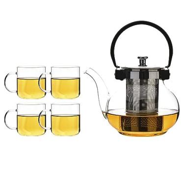 Imagem de Bule de chá, bule portátil, chaleira de água, sala de estar, casa, vidro, garrafa de água, pote com 4 xícaras