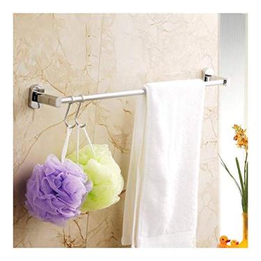 Imagem de Barra de toalha de prateleira de banheiro 30 ~ 100 cm toalheiro de banheiro haste única com 2 ganchos móveis instalação de perfuração montagem na parede com parafusos fácil de instalar 0923 (tamanho