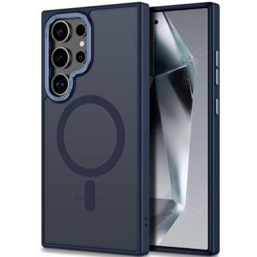 Imagem de Hython Capa para celular Samsung Galaxy S24 Ultra, magnética, translúcida, fosca [compatível com MagSafe] Capa protetora rígida fina e fina à prova de choque para mulheres, homens e meninas, azul