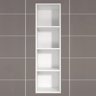 Imagem de Nicho de chuveiro embutido, alcova para quarto úmido, prateleiras de banheiro, xampu organizador de cosméticos para chuveiro, sala de estar em casa, armazenamento à prova d'água (cor: branco, tamanho
