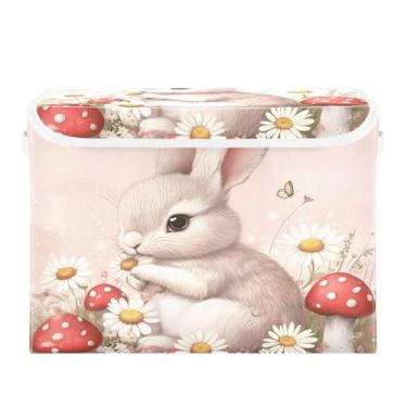 Imagem de SEHANY Cestas de armazenamento fofas de coelho de desenho animado com tampas, organizador de caixas de armazenamento de tecido para armário de roupas, cobertor de escritório, berçário, 42 x 32 x 30 cm