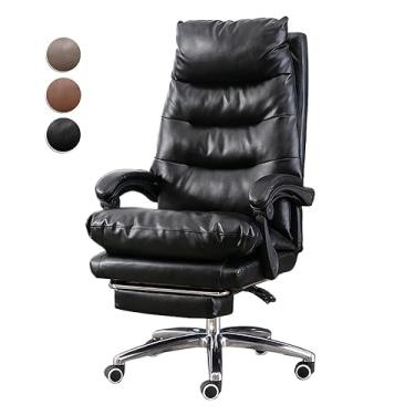 Imagem de Cadeira de escritório reclinável com encosto alto com apoio para os pés, cadeira de escritório ergonômica cadeira de mesa confortável altura ajustável, cadeira reclinável giratória 360, cadeira