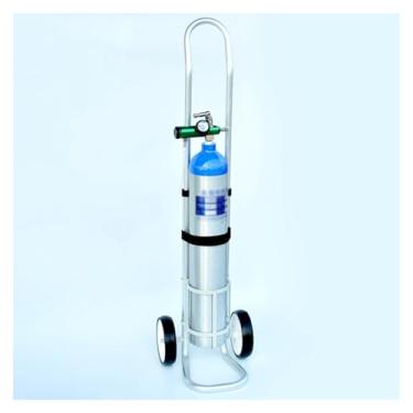 Imagem de Carrinho de cilindro de alumínio de altura ajustável, 105 cm de altura, carrinho de tanque cilíndrico móvel com 2 rodas (4,7"/12 cm) para laboratório escolar e uso doméstico - Rack de cilindro durável