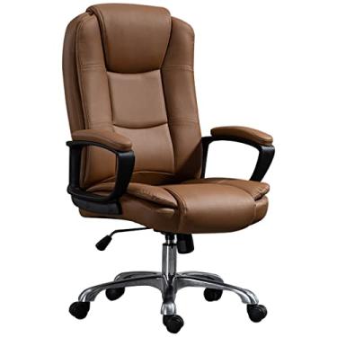 Imagem de Cadeira executiva ergonômica cadeira de escritório almofada de látex cadeira executiva reclinável, cadeira executiva reclinável, cadeira giratória com apoios de braços ligados, fácil de montar