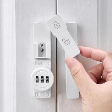 Imagem de Wocoe Trava de senha mecânica fosca de 180 graus, combinação de 3 dígitos para porta de celeiro, janelas, armários, jardim, banheiro, proteção de privacidade (1, branco fosco)