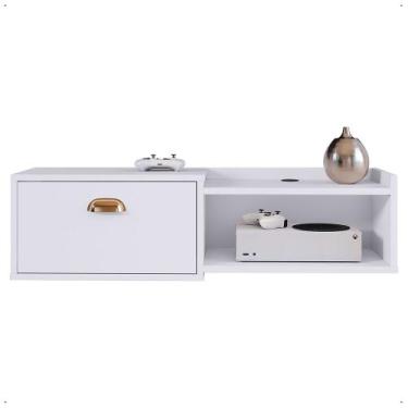 Imagem de Rack Suspenso TV Smart 32" Bancada Canadá 1 Porta Puxador Concha Nicho