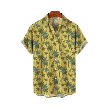 Imagem de Camisa Masculina De Manga Curta Com Estampa Floral Havaiana, Moda Prai