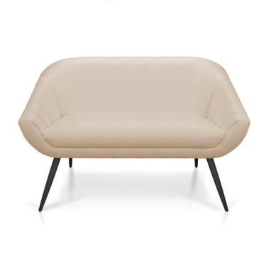 Imagem de Namoradeira 02 Lugares Corino Pés Palito De Ferro Cor Bege