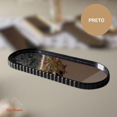 Imagem de Bandeja Decorativa Espelhada Luxo Oval Dourada Champanhe Preta Porta J