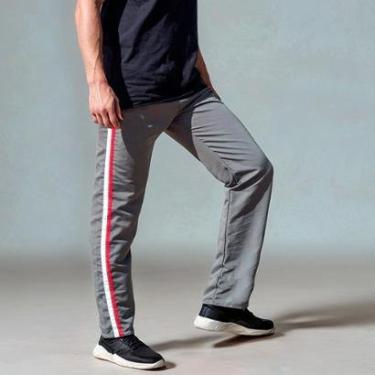 Imagem de Calça Masculina Tactel Popular com Listras Laterais e Cós Elástico-Masculino