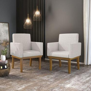 Imagem de Kit 2 Poltronas Decorativas Nina Reforçada Linho Bege