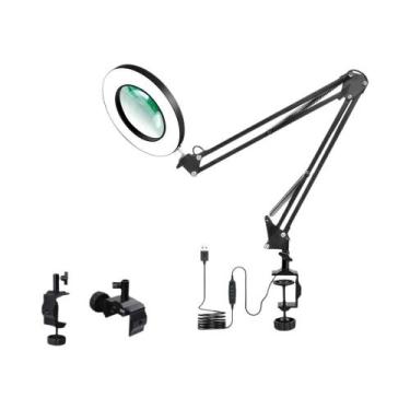 Imagem de Lupa Grande De 120mm Com Luz LED E Terceira Mão Para Soldagem, Ferrame