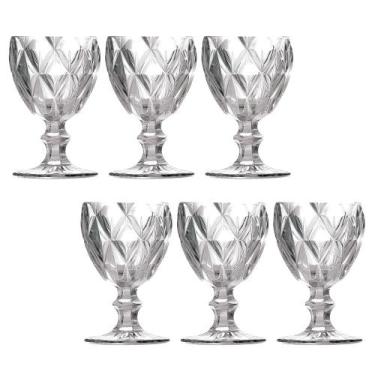 Imagem de Conjunto 6 Taças Vinho Água Diamante Clear Vidro Class Home - Genérico