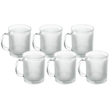 Imagem de Jogo de Canecas de Café de Vidro 280ml Bico de Jaca 6 Peças  - Seu Lar