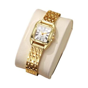 Imagem de Relógio De Pulso Feminino De Luxo Com Mostrador Quadrado E Estilo Roma