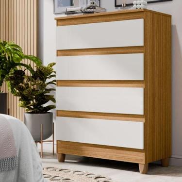 Imagem de Cômoda Rio 4 Gavetas para Quarto 66cm Moderna em MDF com Pés Cômoda Br