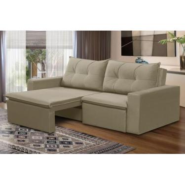 Imagem de Sofá Retrátil 2 lugares 1,80m Luana Suede Bege  Madelina Decor