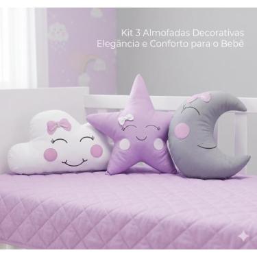 Imagem de Kit 3 Almofadas Bebê Decorativa Divertida para Quarto de Criança - Cor