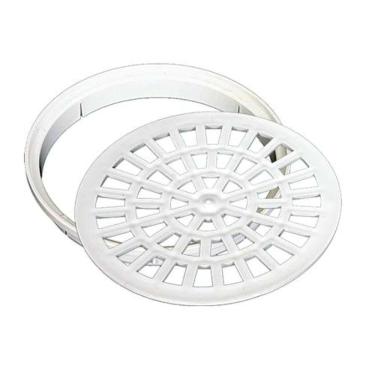 Imagem de Grelha Redonda para Caixa Sifonada 100mm com Suporte Branco em Polietileno para Escoamento de Água