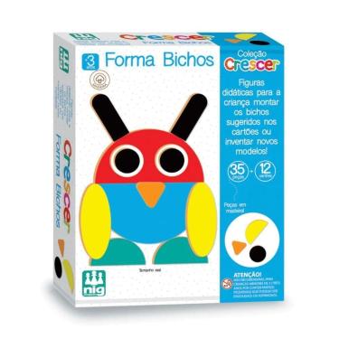 Imagem de Jogo Pedagógico Forma Bichos - Crescer com 35 Peças Grandes e 12 Cartões Gabarito Color...