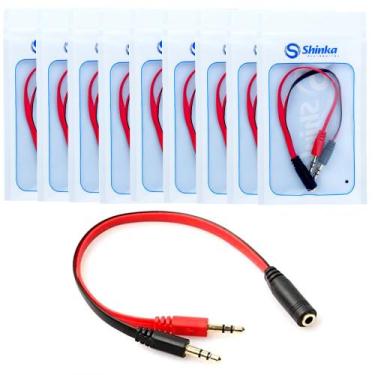 Imagem de Kit 10 Cabo Adaptador P3 Fêmea Para 2 P2 Macho - Fone E Microfone Reve